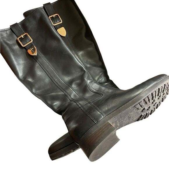 Coach Black Heeled Boots sz 5.5 easton semi matte calf excellent condition - Picture 1 of 5